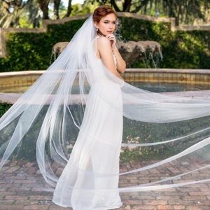 Cathedral 112" bride veil with pearls and crystal